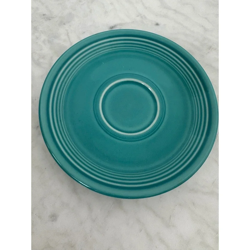 Fiesta Turquoise Cup & Saucer Set  Fiestaware HLC‎ Teal Blue Green FLAW